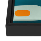 Mid Century Modern Piquet Pattern Teal Aqua Orange Framed Canvas Print Gallery Image 3