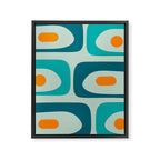Mid Century Modern Piquet Pattern Teal Aqua Orange Framed Canvas Print Gallery Image 8