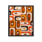 Mid Century Modern Piquet Retro Abstract Multi Pattern in 70s Orange and Brown Framed Canvas Print Gallery Image 8