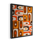 Mid Century Modern Piquet Retro Abstract Multi Pattern in 70s Orange and Brown Framed Canvas Print Gallery Image 2