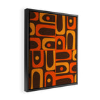 Mid Century Modern Piquet Retro Abstract Multi Pattern in 70s Orange and Dark Brown Framed Canvas Print Gallery Image 2