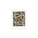 Mid Century Modern Piquet Retro Abstract Multi Pattern in Charcoal Gray, Muted Mustard Gold, and Cream Art Print Gallery Image 1