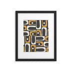 Mid Century Modern Piquet Retro Abstract Multi Pattern in Charcoal Gray, Muted Mustard Gold, and Cream Framed Art Print Gallery Image 6