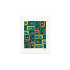 Mid Century Modern Piquet Retro Abstract Multi Pattern in Moroccan Blue Teal Orange Olive Mustard Art Print Gallery Image 1