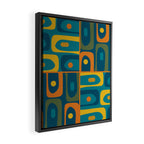 Mid Century Modern Piquet Retro Abstract Multi Pattern in Moroccan Blue Teal Orange Olive Mustard Framed Canvas Print Gallery Image 2