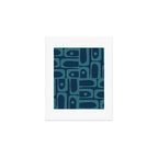 Mid Century Modern Piquet Retro Abstract Multi Pattern in Teal and Navy Blue Art Print Gallery Image 1