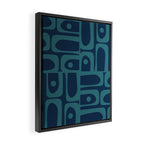 Mid Century Modern Piquet Retro Abstract Multi Pattern in Teal and Navy Blue Framed Canvas Print Gallery Image 2