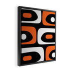 Mid Century Modern Piquet Retro Abstract Pattern Black Orange White Framed Canvas Print Gallery Image 2