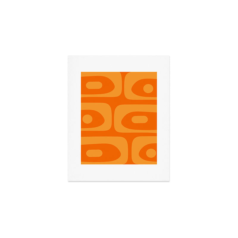 Mid Century Modern Piquet Retro Abstract Pattern in Double Orange Art Print Gallery Image 1