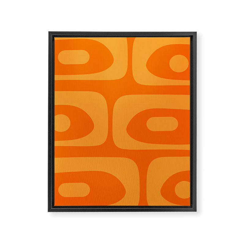 Mid Century Modern Piquet Retro Abstract Pattern in Double Orange Framed Canvas Print Gallery Image 8