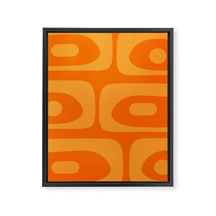 Mid Century Modern Piquet Retro Abstract Pattern in Double Orange Framed Canvas Print Gallery Image 1