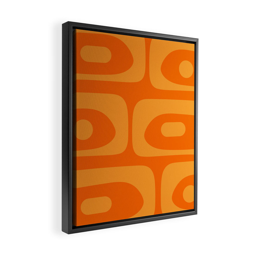 Mid Century Modern Piquet Retro Abstract Pattern in Double Orange Framed Canvas Print Gallery Image 2