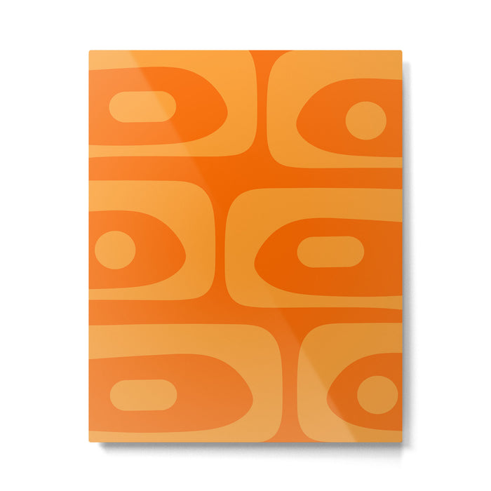 Mid Century Modern Piquet Retro Abstract Pattern in Double Orange Metal Print Gallery Image 1