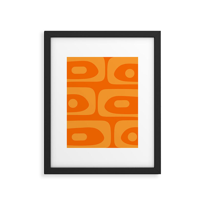 Mid Century Modern Piquet Retro Abstract Pattern in Double Orange Framed Art Print Gallery Image 6