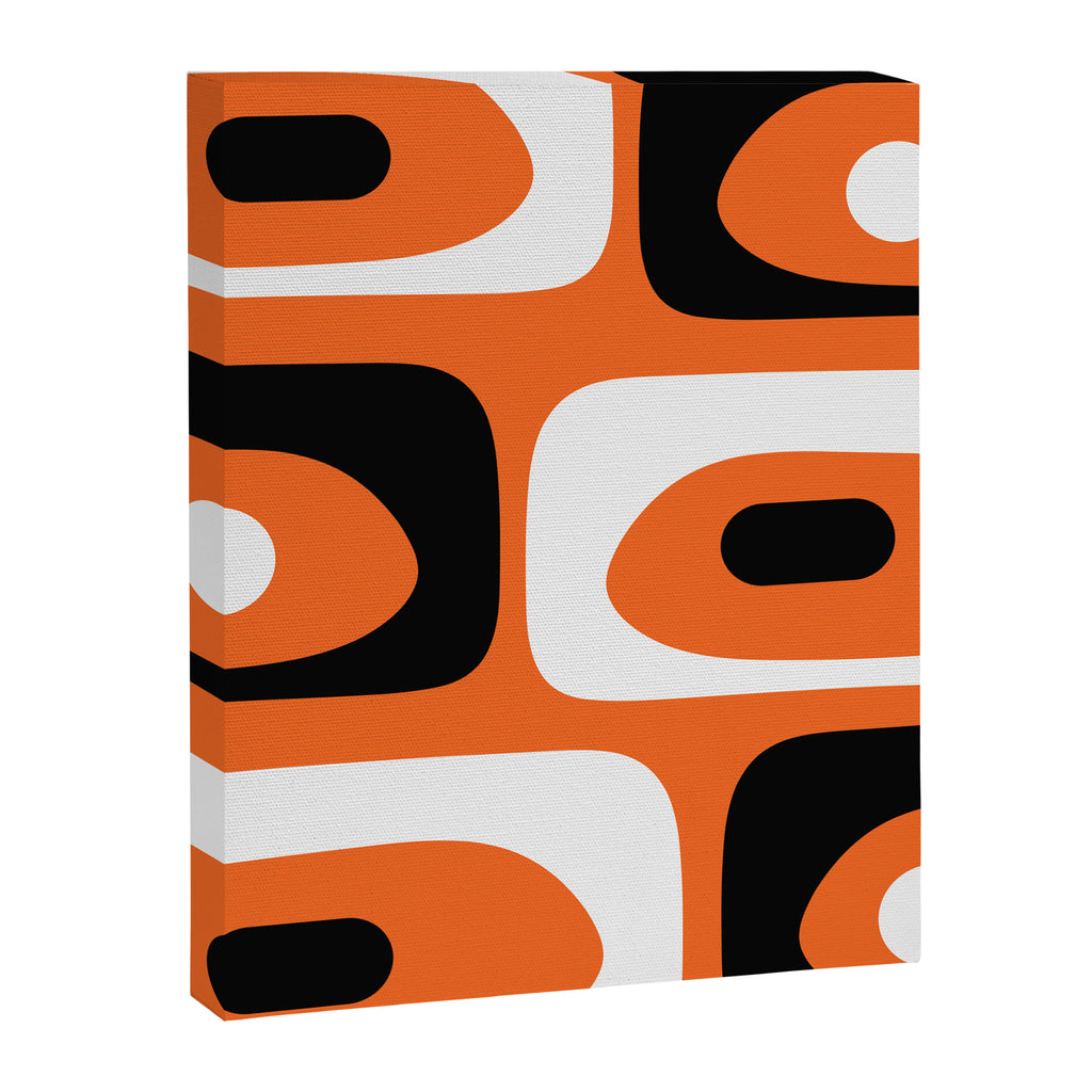 Mid Century Modern Piquet Retro Abstract Pattern Orange Black White Canvas Print Gallery Image 8