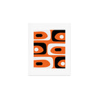 Mid Century Modern Piquet Retro Abstract Pattern Orange Black White Art Print Gallery Image 1