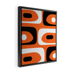 Mid Century Modern Piquet Retro Abstract Pattern Orange Black White Framed Canvas Print Gallery Image 2