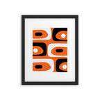 Mid Century Modern Piquet Retro Abstract Pattern Orange Black White Framed Art Print Gallery Image 6