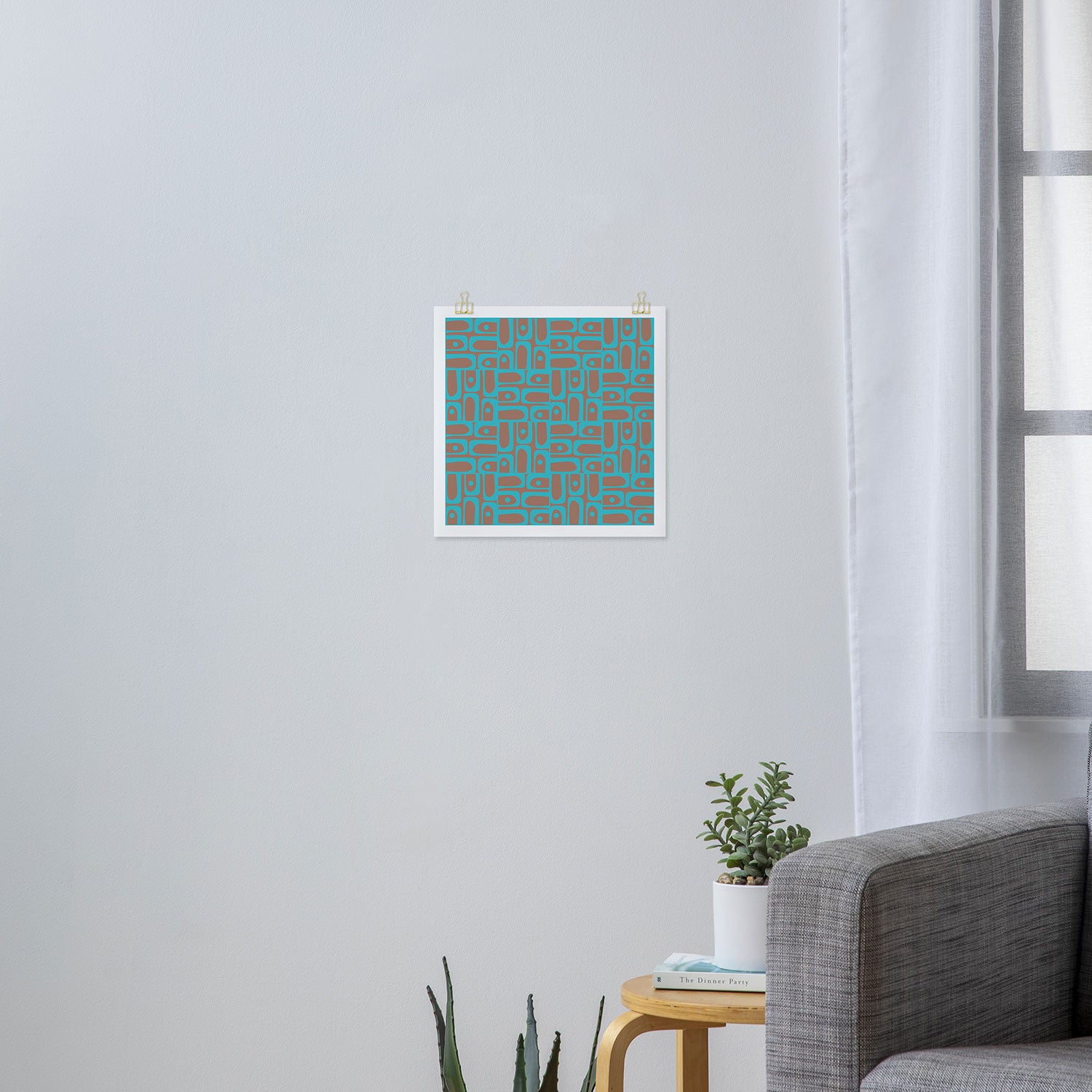 Mid Century Modern Piquet Vivid Pattern Inspired by PANTONE 17 1230 Color of the Year Mocha Mousse Art Print Gallery Image 3