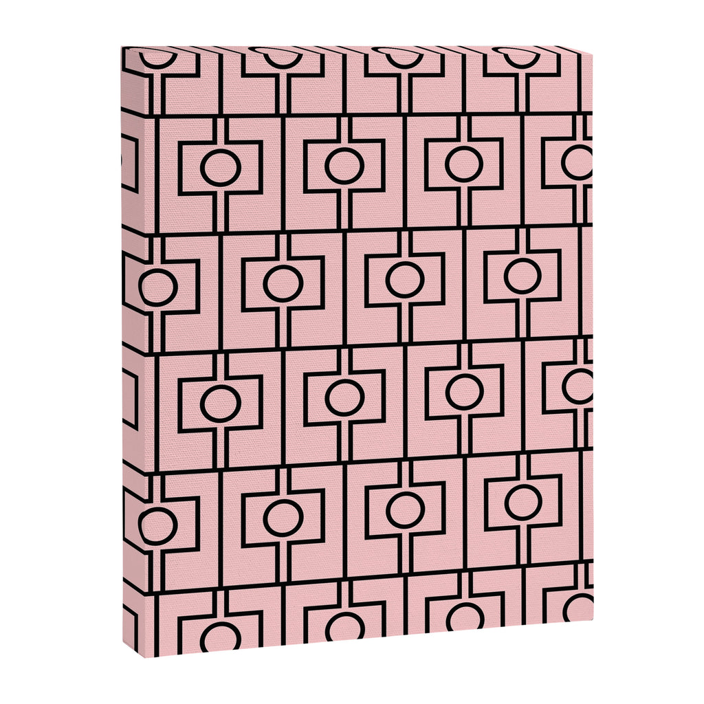 Mid Century Modern Rektangel Geometric Light Pink and Black Pattern Canvas Print Gallery Image 8