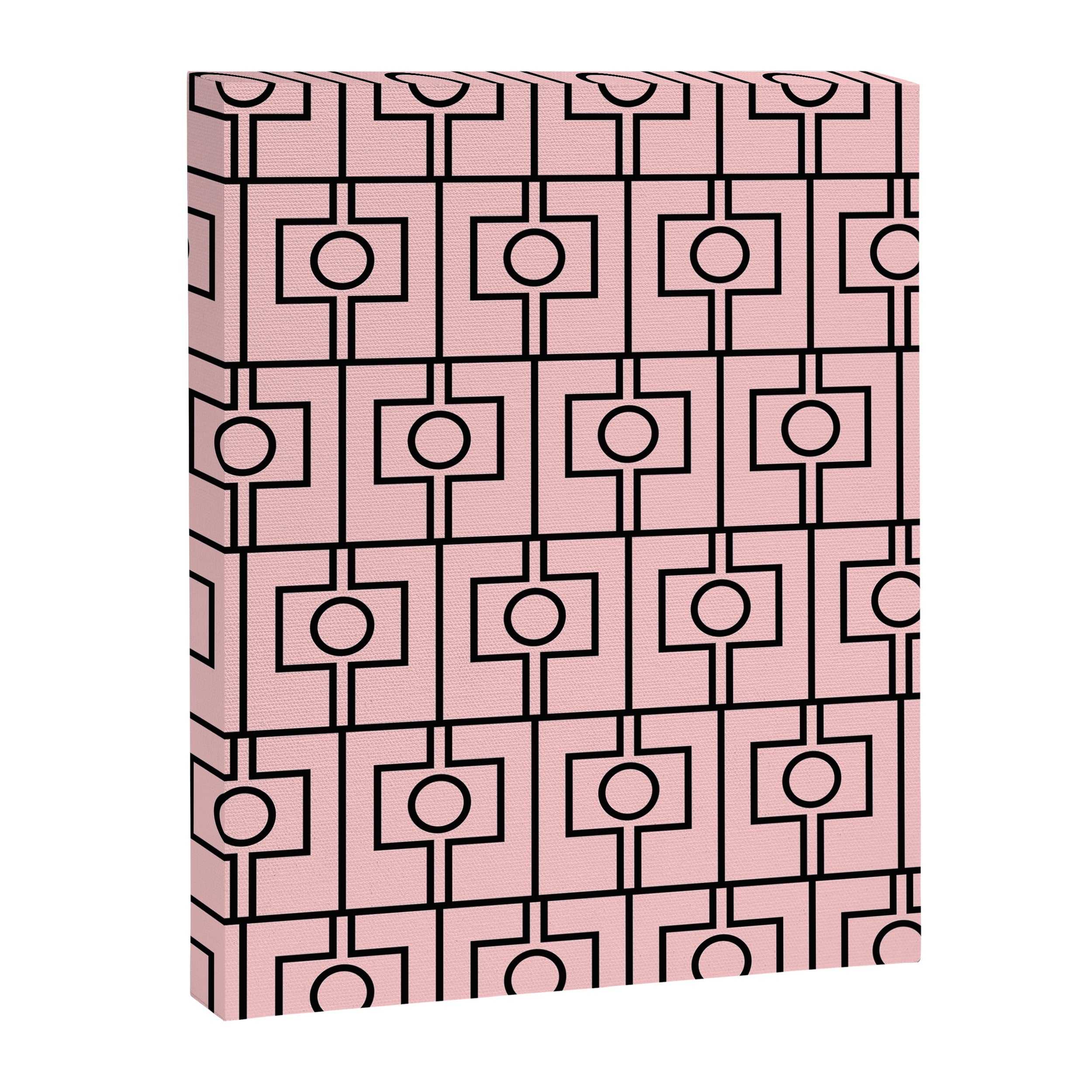 Mid Century Modern Rektangel Geometric Light Pink and Black Pattern Canvas Print Gallery Image 8
