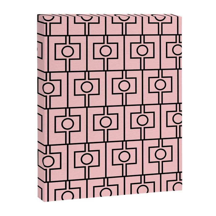Mid Century Modern Rektangel Geometric Light Pink and Black Pattern Canvas Print Gallery Image 1