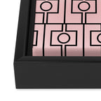 Mid Century Modern Rektangel Geometric Light Pink and Black Pattern Framed Canvas Print Gallery Image 3