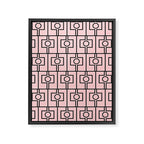 Mid Century Modern Rektangel Geometric Light Pink and Black Pattern Framed Canvas Print Gallery Image 8