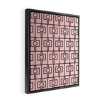 Mid Century Modern Rektangel Geometric Light Pink and Black Pattern Framed Canvas Print Gallery Image 2