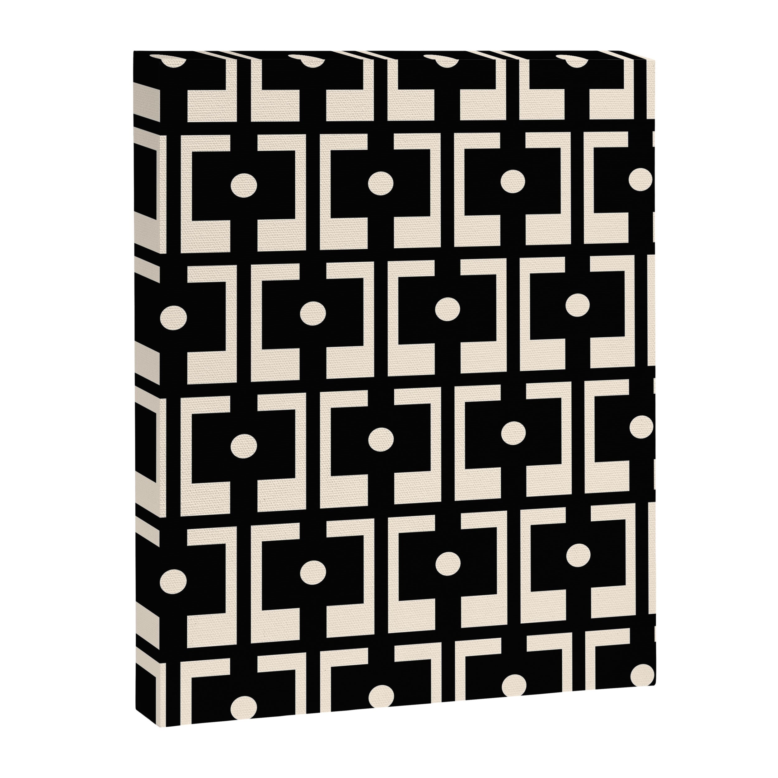 Mid Century Modern Rektangel Geometric Pattern Black and Almond Cream Canvas Print Gallery Image 8