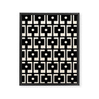 Mid Century Modern Rektangel Geometric Pattern Black and Almond Cream Framed Canvas Print Gallery Image 8