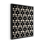Mid Century Modern Rektangel Geometric Pattern Black and Almond Cream Framed Canvas Print Gallery Image 2