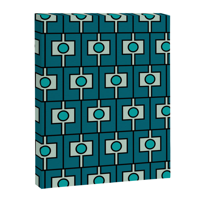 Mid Century Modern Rektangel Geometric Pattern in Teal Blue and Turquoise Canvas Print Gallery Image 1