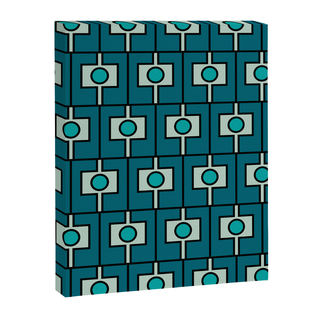 Mid Century Modern Rektangel Geometric Pattern in Teal Blue and Turquoise Canvas Print Gallery Image 8
