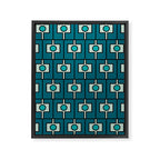 Mid Century Modern Rektangel Geometric Pattern in Teal Blue and Turquoise Framed Canvas Print Gallery Image 8