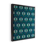Mid Century Modern Rektangel Geometric Pattern in Teal Blue and Turquoise Framed Canvas Print Gallery Image 2