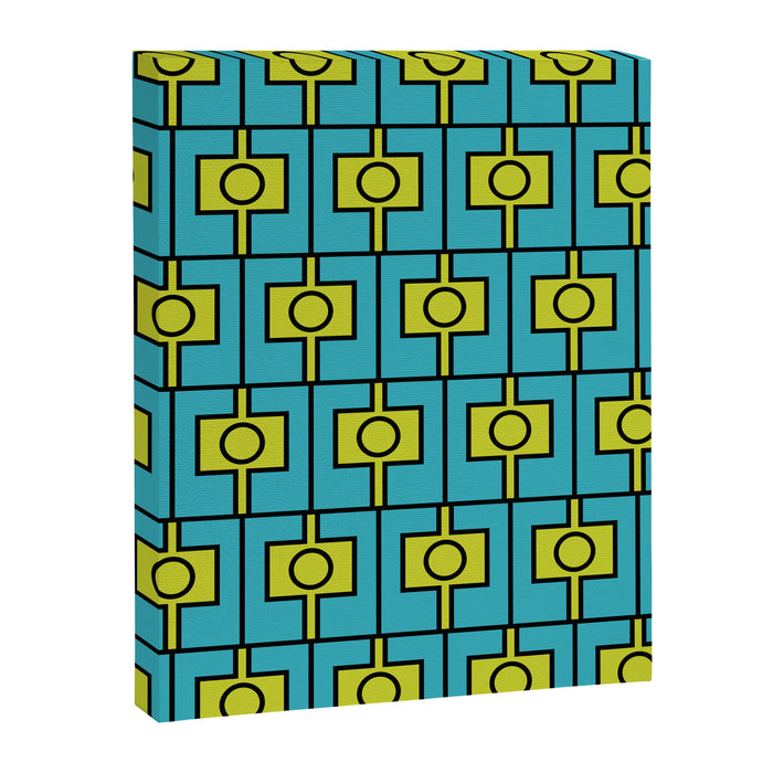 Mid Century Modern Rektangel Geometric Pattern in Turquoise and Lime Canvas Print Gallery Image 1