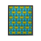 Mid Century Modern Rektangel Geometric Pattern in Turquoise and Lime Framed Canvas Print Gallery Image 8