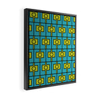Mid Century Modern Rektangel Geometric Pattern in Turquoise and Lime Framed Canvas Print Gallery Image 2