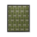 Mid Century Modern Rektangel Geometric Pattern in Vintage Green and Celadon Framed Canvas Print Gallery Image 8