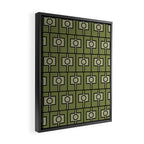 Mid Century Modern Rektangel Geometric Pattern in Vintage Green and Celadon Framed Canvas Print Gallery Image 2