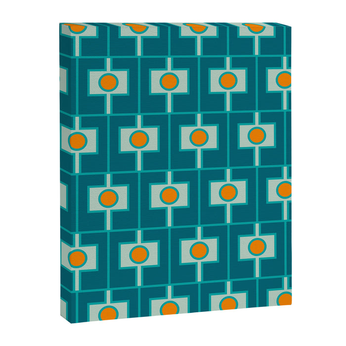 Mid Century Modern Rektangel Geometric Pattern Teal Aqua Orange Canvas Print Gallery Image 1