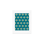 Mid Century Modern Rektangel Geometric Pattern Teal Aqua Orange Art Print Gallery Image 1