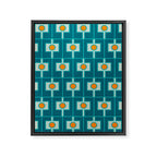 Mid Century Modern Rektangel Geometric Pattern Teal Aqua Orange Framed Canvas Print Gallery Image 8