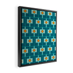 Mid Century Modern Rektangel Geometric Pattern Teal Aqua Orange Framed Canvas Print Gallery Image 2