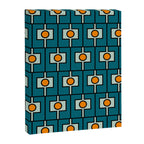 Mid Century Modern Rektangel Geometric Pattern Teal Blue and Orange Canvas Print Gallery Image 8
