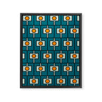 Mid Century Modern Rektangel Geometric Pattern Teal Blue and Orange Framed Canvas Print Gallery Image 8