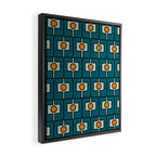 Mid Century Modern Rektangel Geometric Pattern Teal Blue and Orange Framed Canvas Print Gallery Image 2