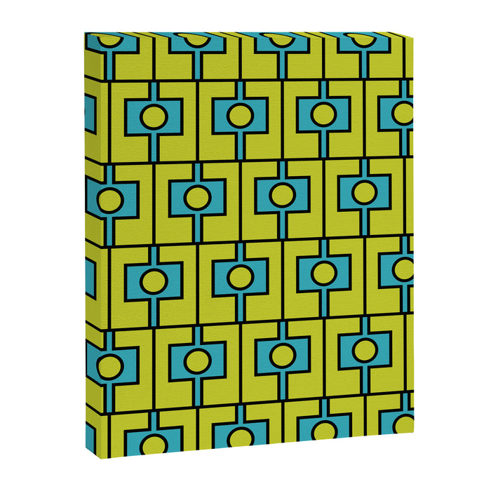 Mid Century Modern Rektangel Geometric Pattern Turquoise Lime Canvas Print Gallery Image 1