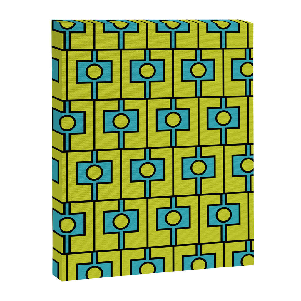 Mid Century Modern Rektangel Geometric Pattern Turquoise Lime Canvas Print Gallery Image 8